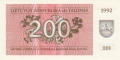 Lithuania 200 Talonas, 1992