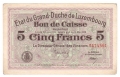 Luxembourg 5 Francs, 1914-1918