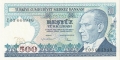 Turkey 500 Lira, (1983)