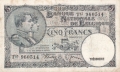 Belgium 5 Francs,  5. 4.1938