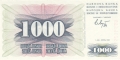 Bosnia-Herzegovina 1000 Dinara,  1. 7.1992
