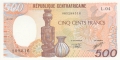 CentralAfricanRepublic 500 Francs,  1. 1.1991