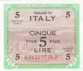 Italy 5 Lire, 1943A