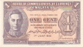 Malaya 1 Cent,  1. 7.1941