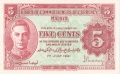 Malaya 5 Cents,  1. 7.1941