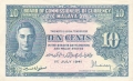 Malaya 10 Cents,  1. 7.1941
