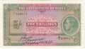 Malta 5 Shillings, 13. 9.1939