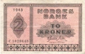 Norway 2 Kroner, 1944