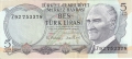 Turkey 5 Lira, L.1970 