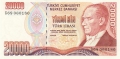 Turkey 20,000 Lira, (1995)