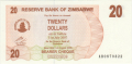Zimbabwe 20 Dollars,  1. 8.2006