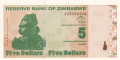 Zimbabwe 5 Dollars, 2009